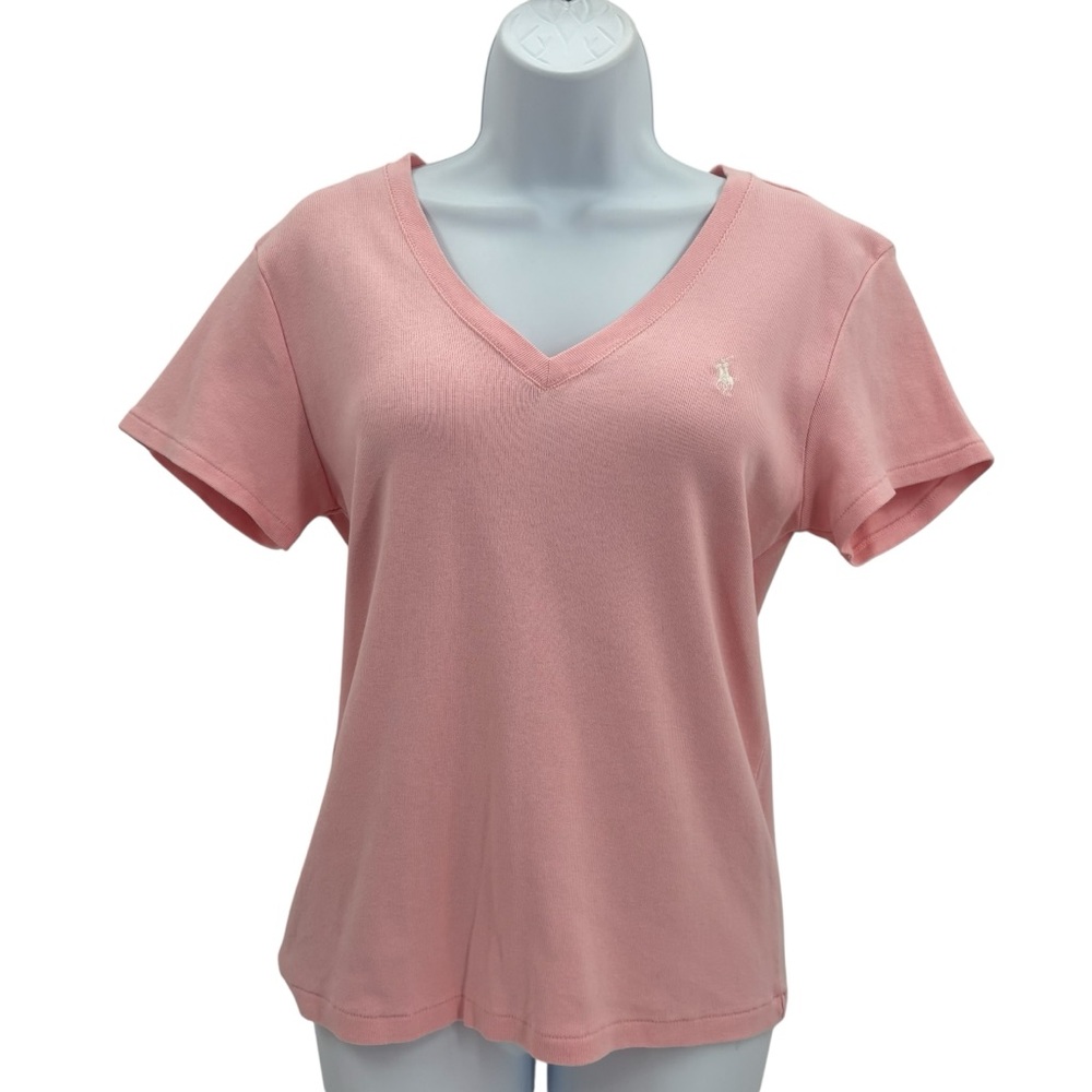 Ralph Lauren Sport Soft Pink Cotton Jersey V-Neck T-Shirt Sz.XL - Picture 3 of 10